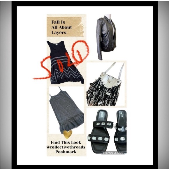 Free People Black and Gray Dress Layered Tunic Mini OOTD - Picture 3 of 3